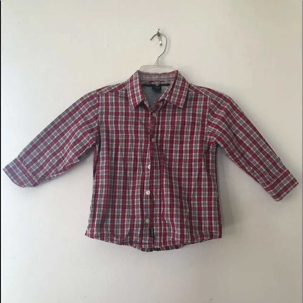 Oshkosh b’gosh Red Plaid Button Down Lined Shirt 5